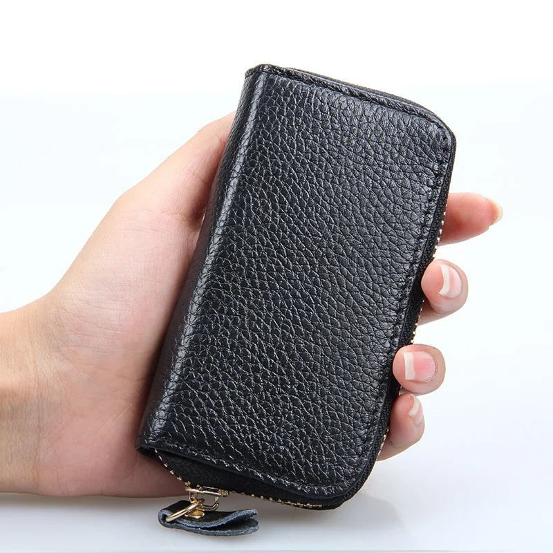 Cowhide Key Case Wallets Lock Key Bag Women's Coin Purse Card Holder Multi-function Door Key Case