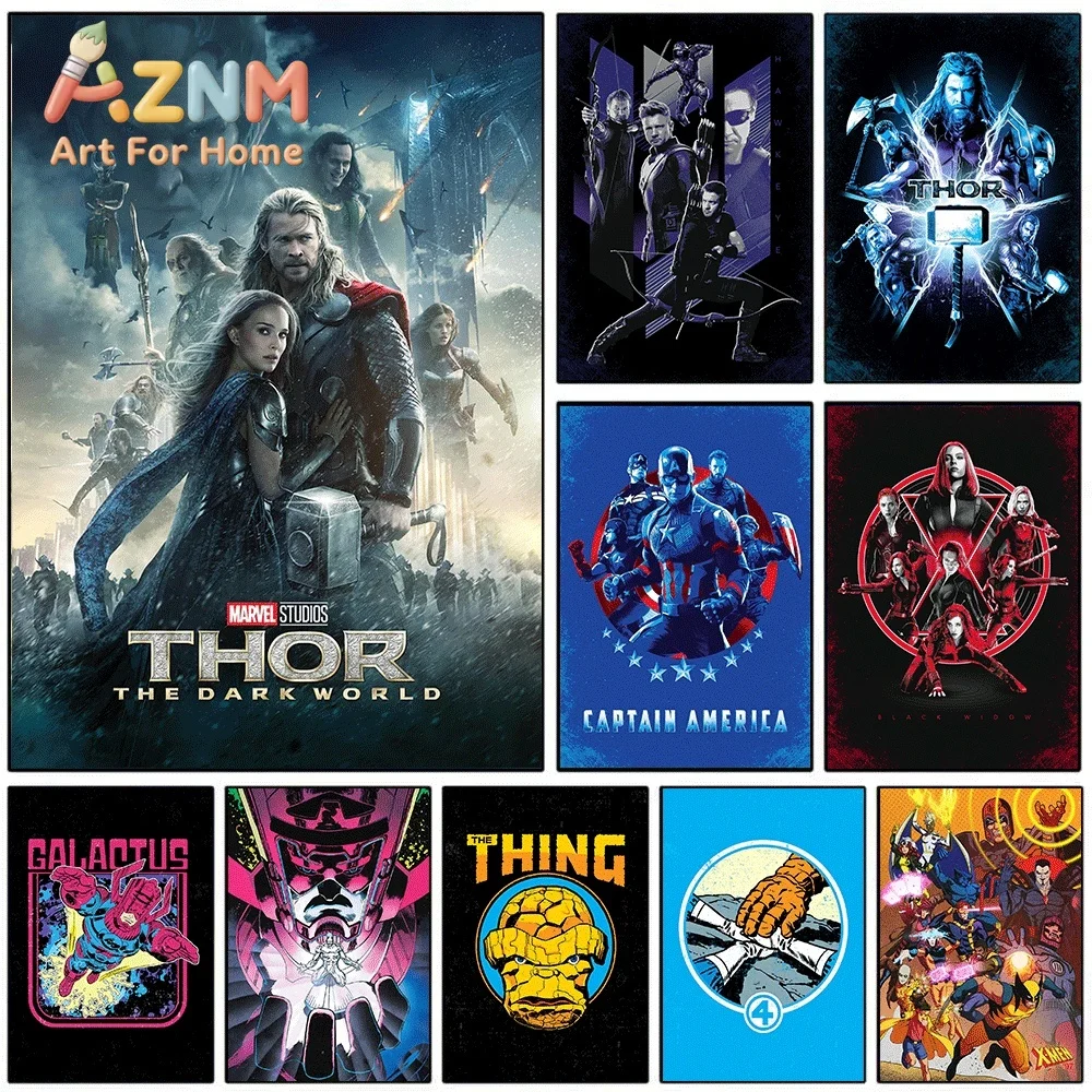 2D Flat Posters & Prints,Thor The Dark World Marvel Superhero Movie Canvas Wall Art,2D Flat Frameless Print,Home Decor for Boy