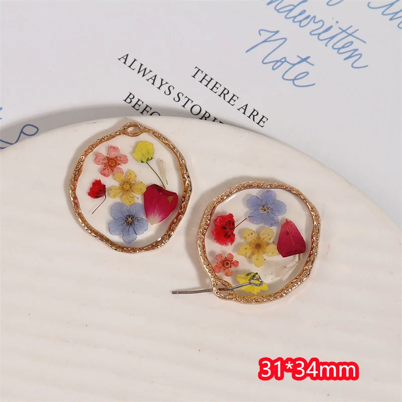 Livraison gratuite 20 pcs/lot couleur naturelle fleur séchée noyau géométrie forme alliage flottant médaillon charme bijoux à bricoler soi-même accessoire de vêtement