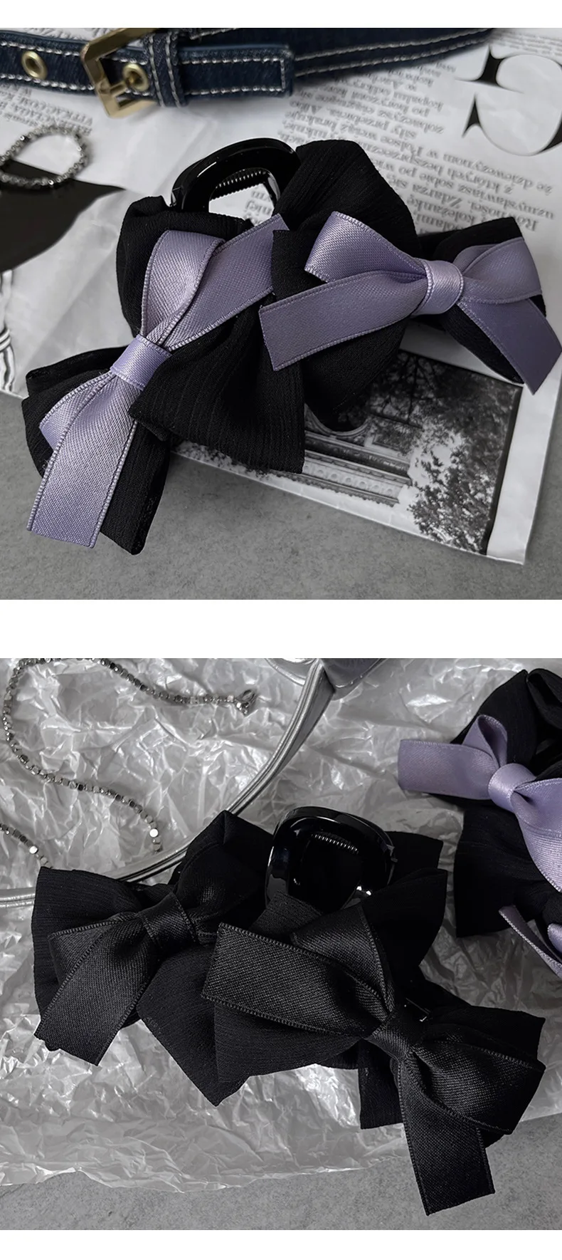 Girl's New Claw Clips Korean Version Sweet Style French Style Bow Hair Clips Women's Claw Clips Large Shark Clip Kawaii Headwear