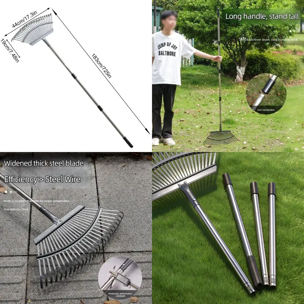 Sturdy Steel Telescopic Landscape Rakes Leaves Rakes For Yard Debris Cleanup high quality