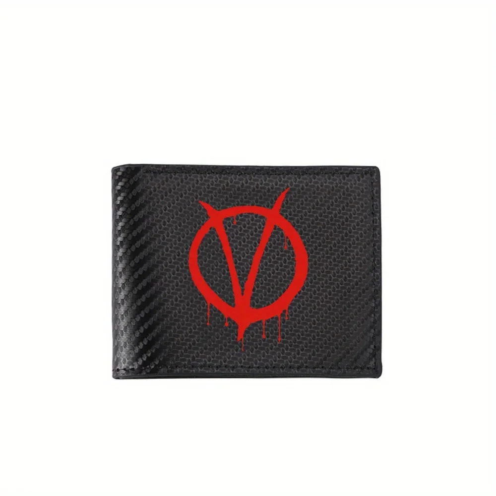 Red circle with dripping blood V Men's Wallets Simple Business Modern Stylish Printing Design Gifts For Father Boyfriend Christm