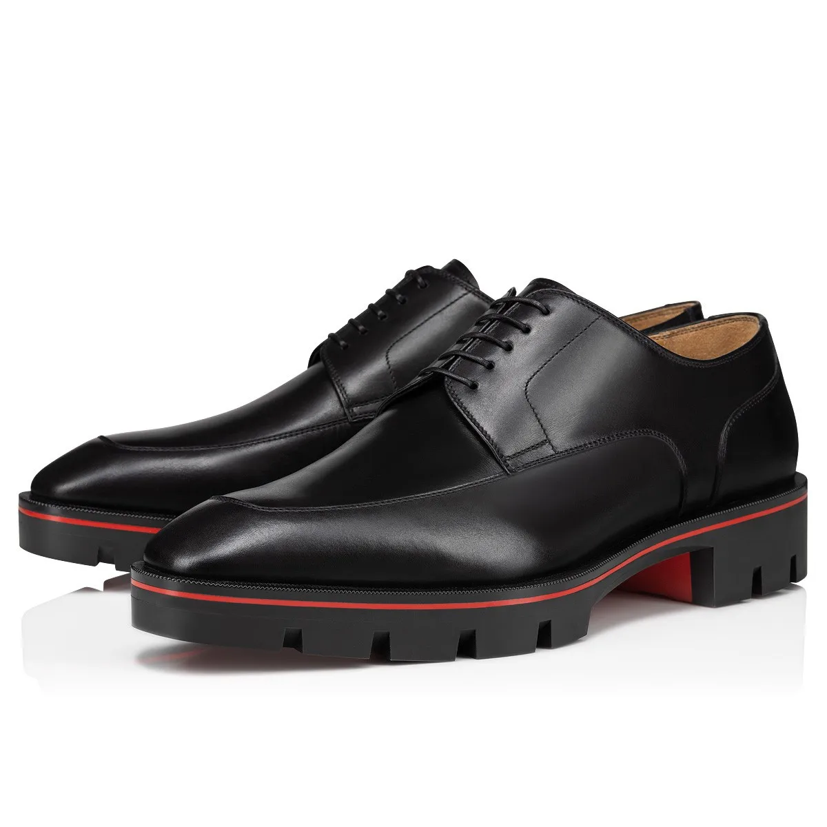 Lace-Up Business Men Shoes British Style Thick Heels Platform Rubber Sole Pumps Simple Red Soft Leather Comfortable Flats