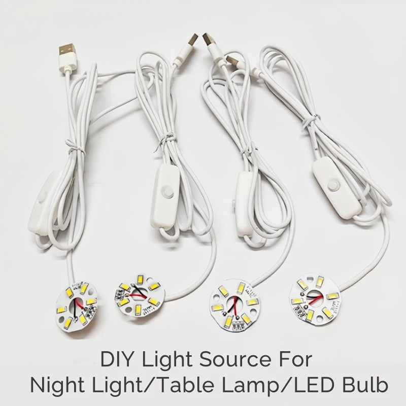 31mm/50mm Round LED Chip With USB Cable DC5V RGB/Warm/Cold White Light Board For Cabinet Table Night Lamps LED Bulb Light Source