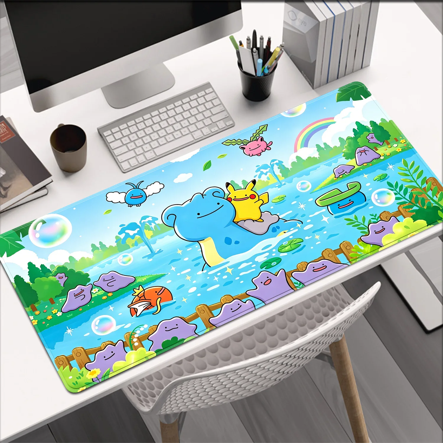 Mouse Pad Large P-Pikachu Rubber Computer Gaming Accessories P-Pokemon Mousepad Desk Mat Locking Edge Gamer Carpet Mouse Pads