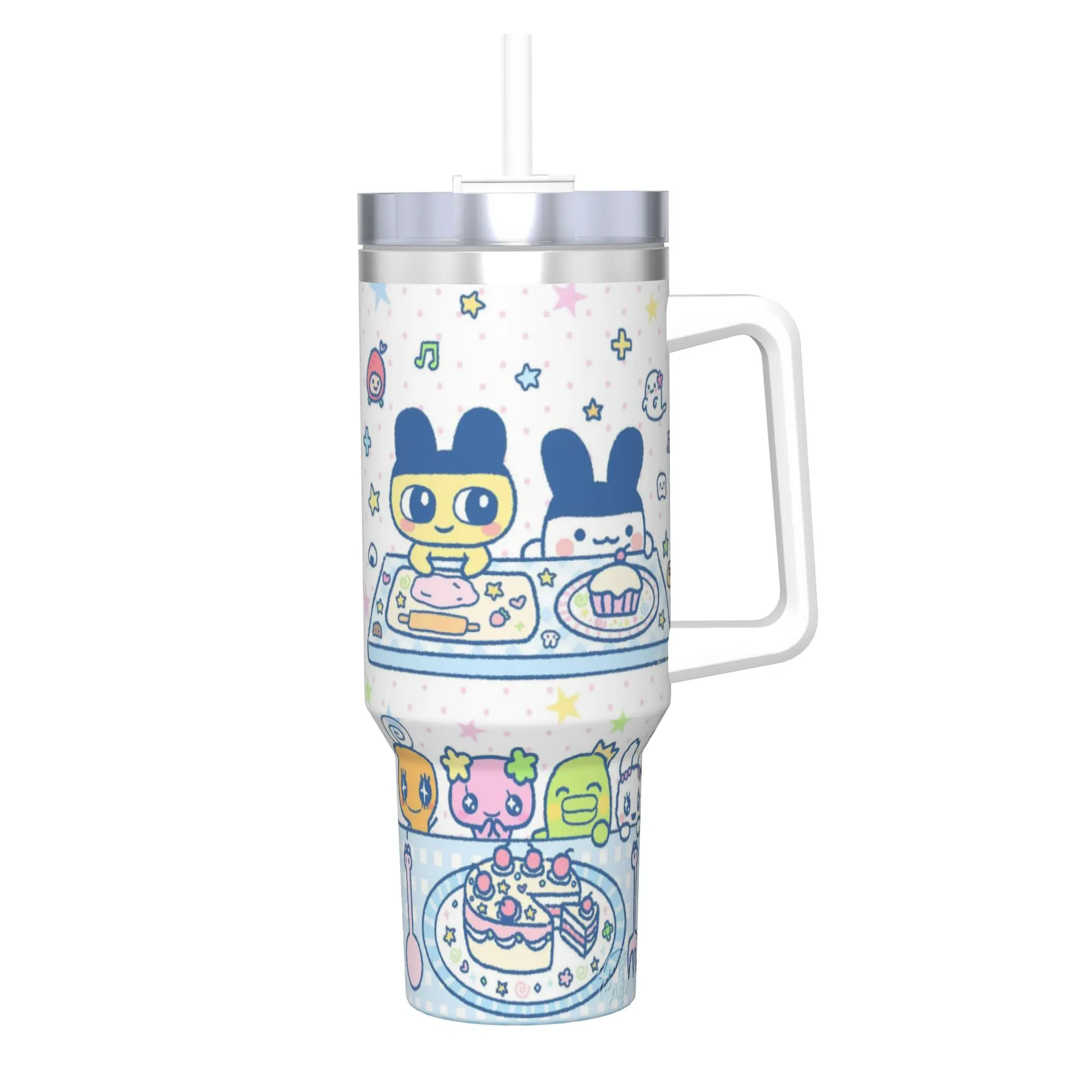 Cartoon T-Tamagotchi Tumbler 40oz Stainless Steel Double Wall Vacuum Insulated  Tumblers Cup With Straw