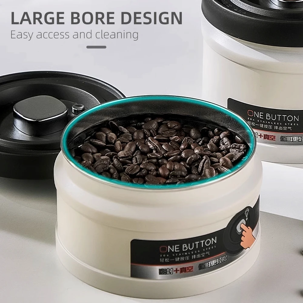 Stainless Steel Vacuum Sealed Container Coffee Beans Storage Press Tank With Lid Lastic Powder Tea Storage Cans Jar Bottle