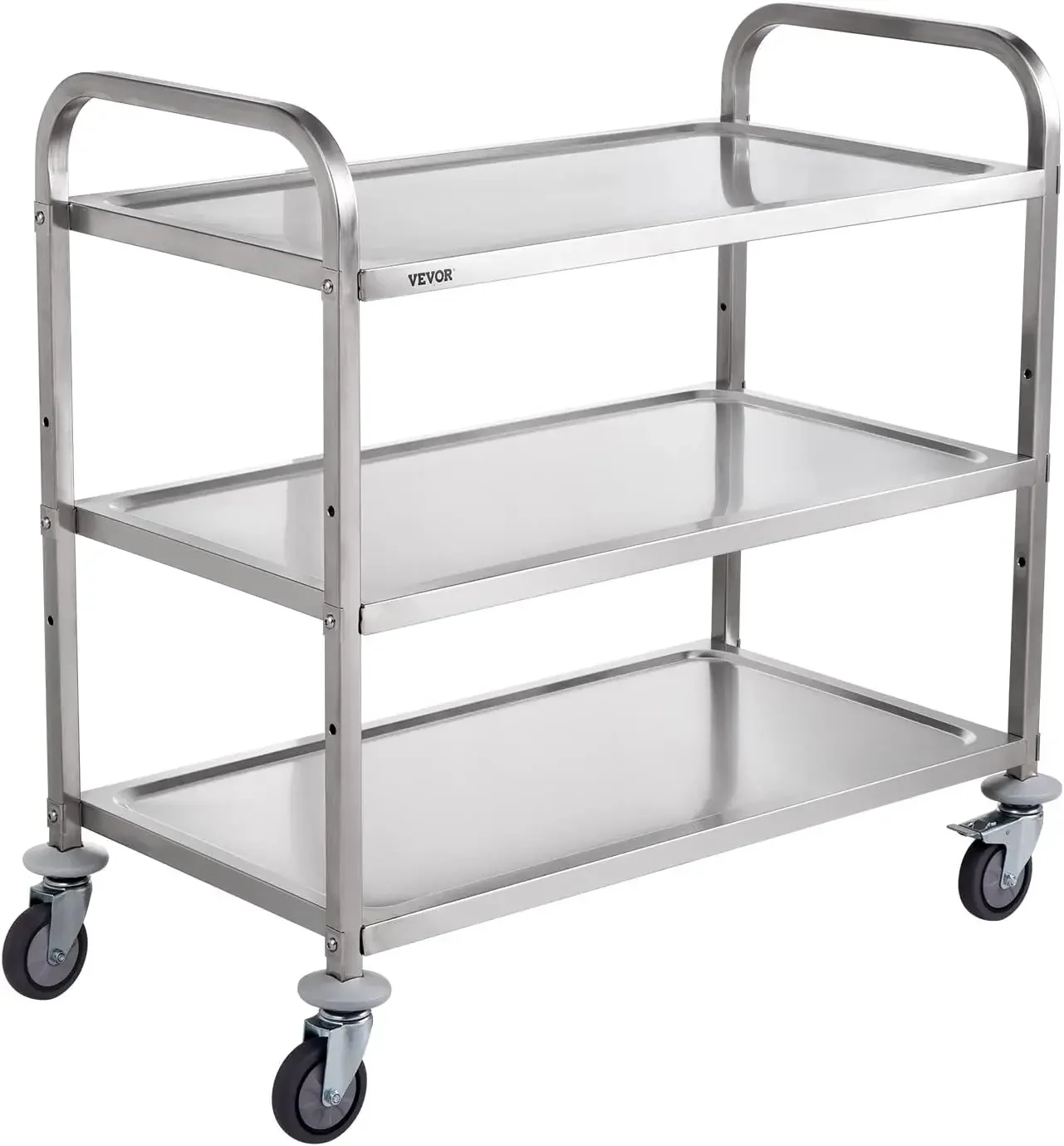 Kitchen Utility Cart, 3 Tiers, Wire Rolling Cart w/ 450LBS Capacity, Steel Service Cart on Wheels