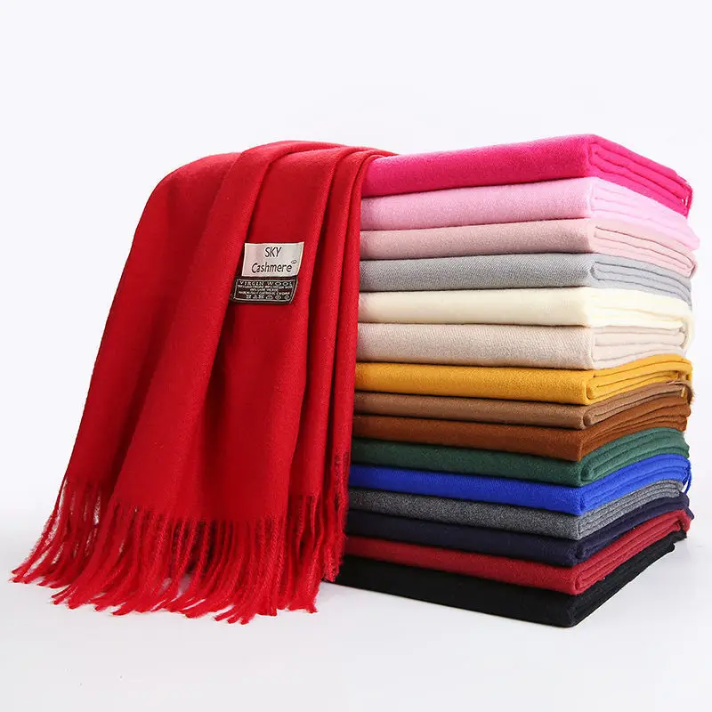 Solid Women Cashmere Scarf Pashmina Shawls and Wraps for Evening Dresses Travel Office Winter Warm Blanket Soft Long Scarves