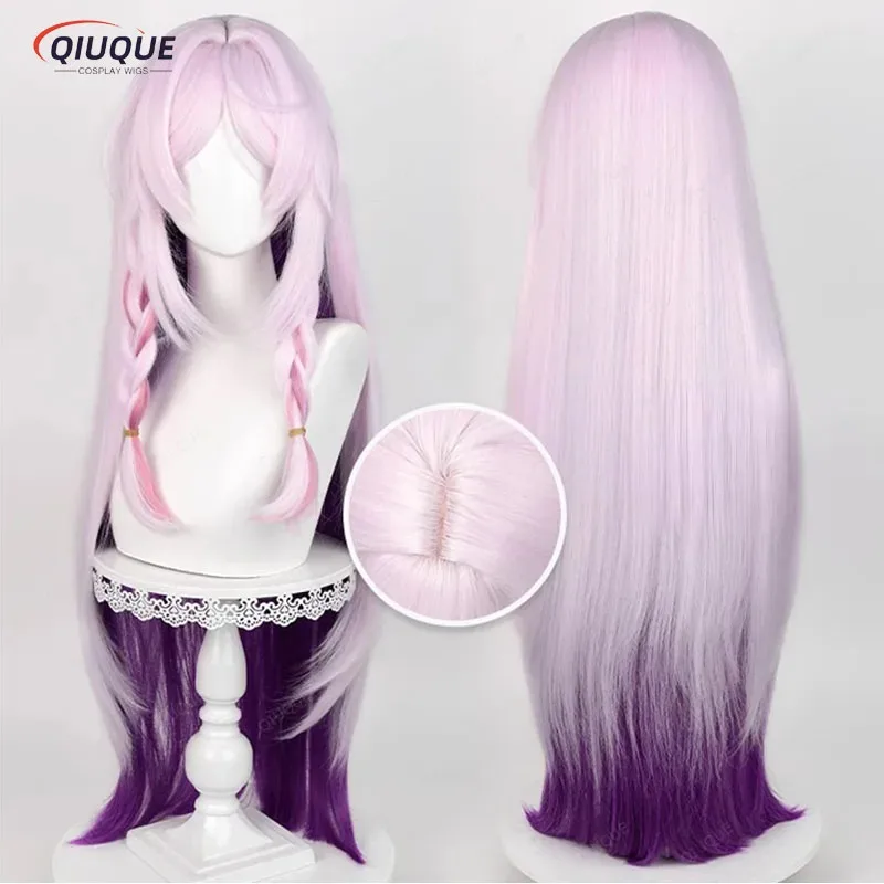 

qq28LQCitlali Косплей Игра Розовый Фиолетовый Градиент Длинные Прямые Термостойкие Синтетические Волосы Парики Для Хэллоуина + Кепка Для Парика