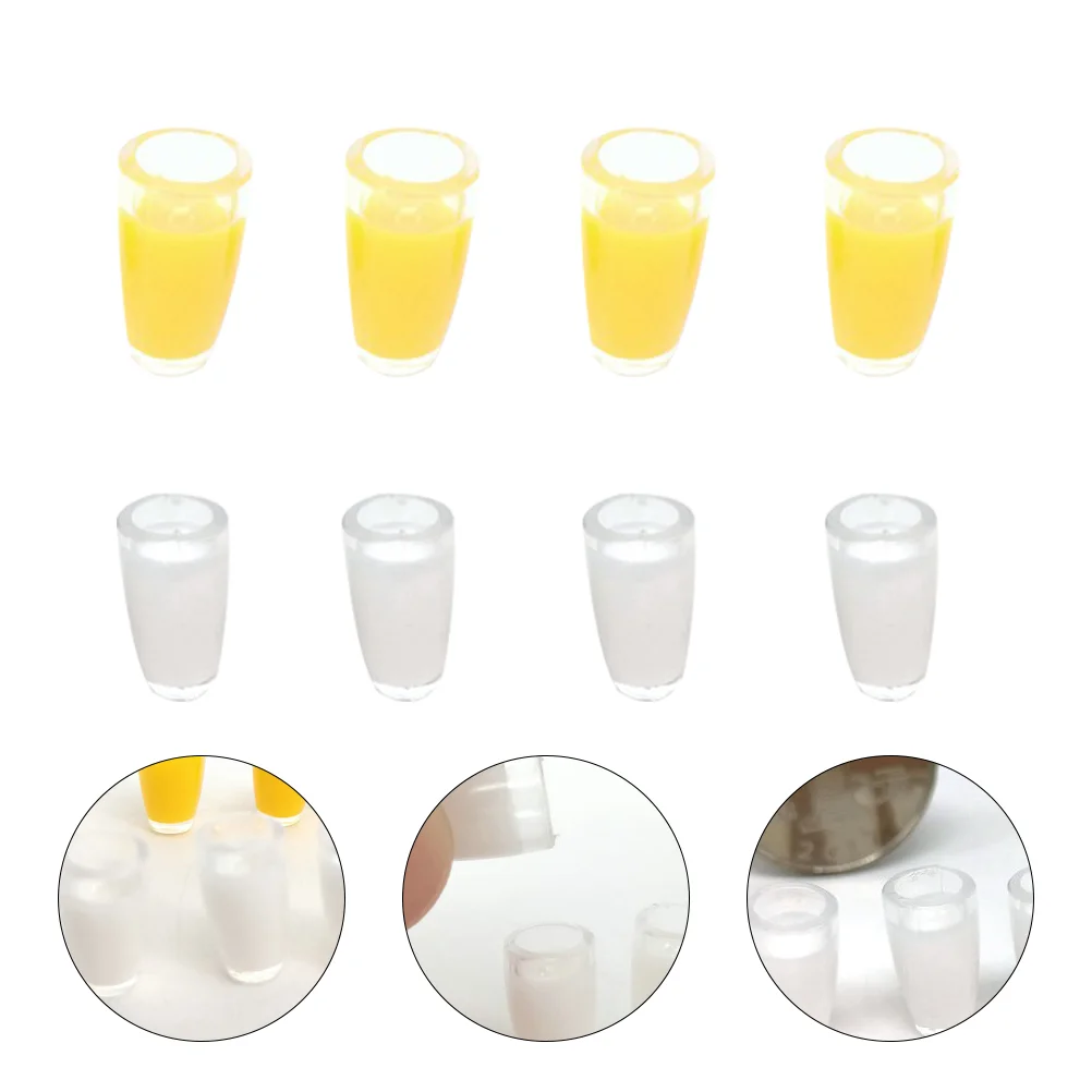 8 Pcs Dollhouse Drink Bottle Cup Model Decor Mini Tableware Accessories Desktop Drinking Glasses Water Layout Plastic