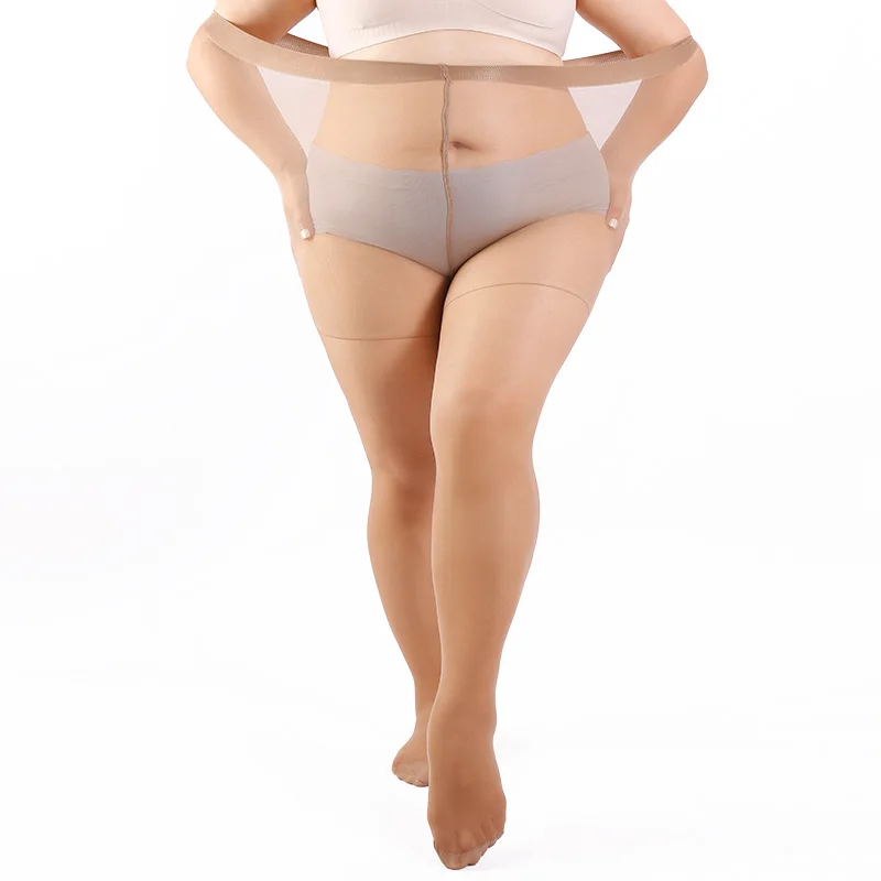 Damen Übergröße 20 Denier Transparente Strumpfhose mit Hoher Taille, Nylon-Strumpfhose, Superelastisch XL-4XL, Große Größen für Kräftige Damen bis 150kg/330lbs – Detail 9