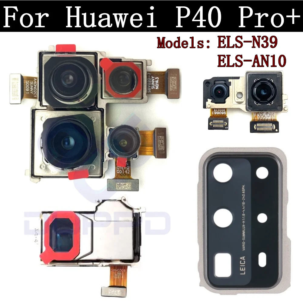 Original Front Rear Camera Module For Huawei P40 Pro+ P40Pro+ View Frontal Main Facing Back Camera Cover Frame With Glass Lens