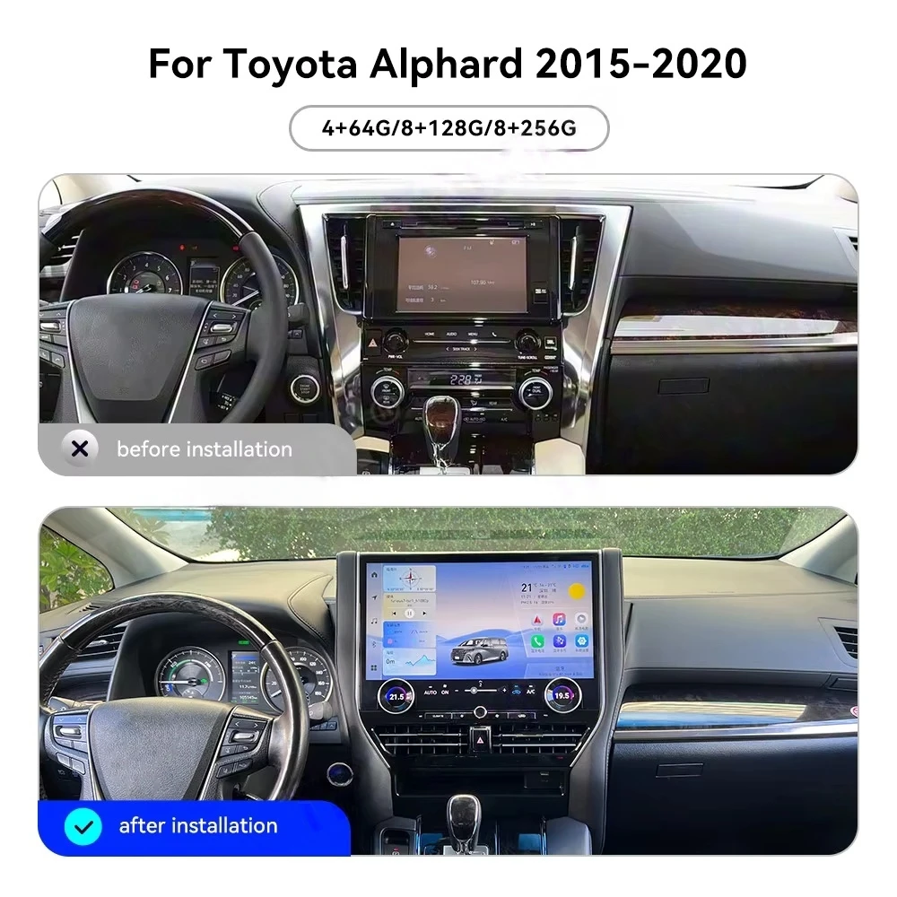 16.8 InchFor Toyota Alphard Vellfire 30 Series 2015-2023 Upgrade 40 Android CarPlay Auto Car Radio Multimedia Stereo GPS Player