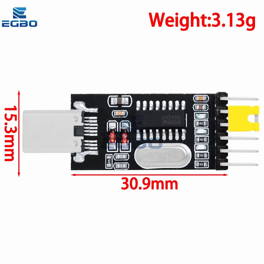 EGBO USB to TTL converter UART module CH340G CH340 3.3V 5V switch  Type-c Male Female USB-A