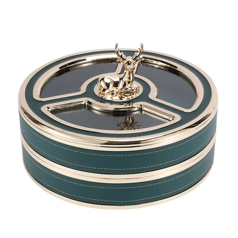 Light-colored genus, leather deer head dried fruit plate, multi-functional fruit plate, rotating separate storage box.