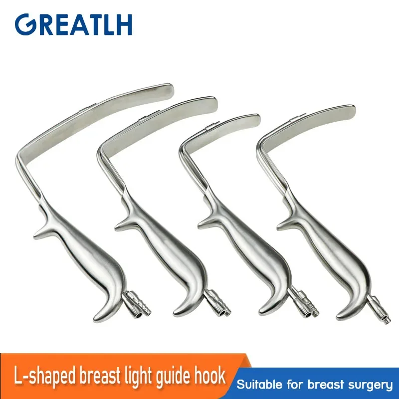 L Shape Breast Retractor Nasal Light Guide Hook Wrinkle Removal Hook LED Light Source Plastic Beauty Surgery Instruments 1pcs