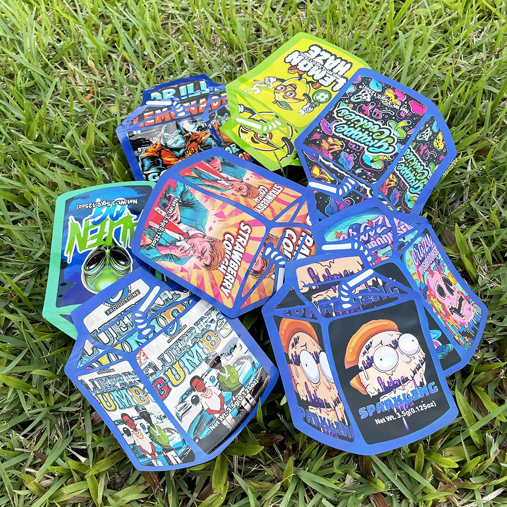 30 قطعة رائحة برهان مايلر الحقيبة ختم الغذاء أكياس بسحاب الأغلاق غير النظامية شكل الكرتون Zushi الحقائب التوابل مسحوق حقيبة التخزين