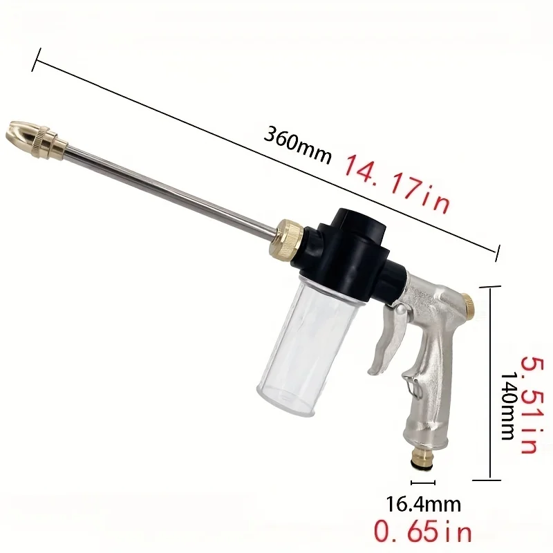 Adjustable High Pressure Water Gun Car Wash Lances Foam Gun Home Garden Irrigation Hidrolimpiadora Metal Sprinkler Hose Nozzle