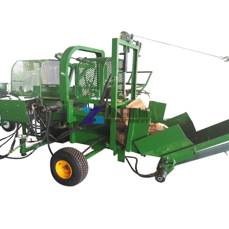 27hp 35 Ton Hydraulic Wood Cutting Machine Wood Splitter Fire Wood Processor with All Accessories, 500mm Log Cutting Diameter