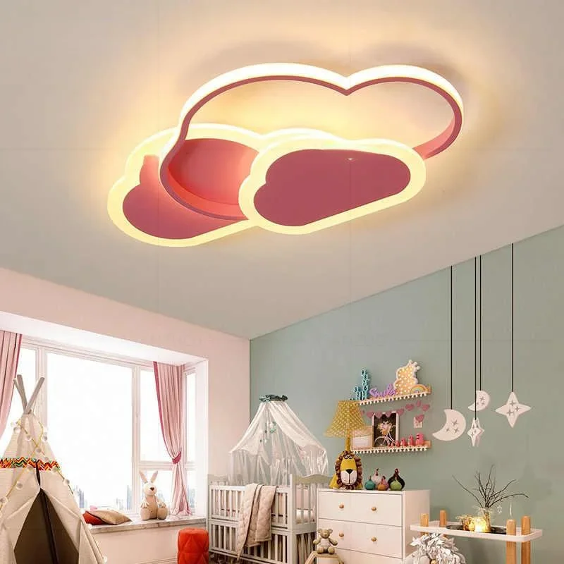 

LED Ceiling Lamp for Children's Room Bedroom Study Modern Dimmable Lighting Fixtures Creative child Cloud Pink Ceiling Lamps