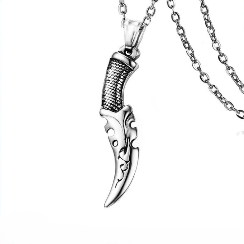 

Vintage Stainless Steel Punk Knife Pendant Men's Necklace Chains