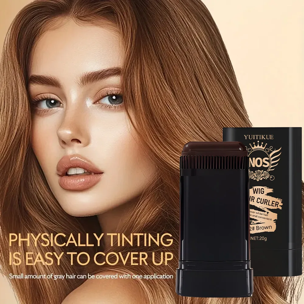 YUITIKUE NOS Wig Hair Curler & Hair Dye Stick 02# Brown | Covers White Hair, Temporary Hair Color Care 20g