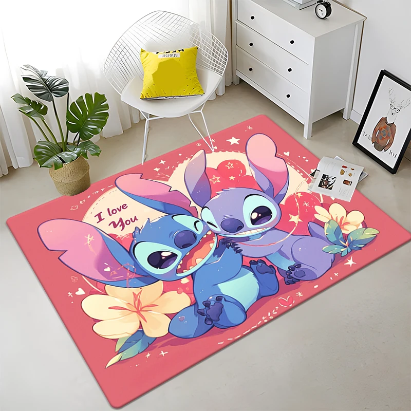 MINISO Stitch Cute Colourful Cartoon HD Print Carpet Living Room Home Decor,Sofa,Beb,Table,Rug,Non-slip,Chair,Mat,Picnic,Camp