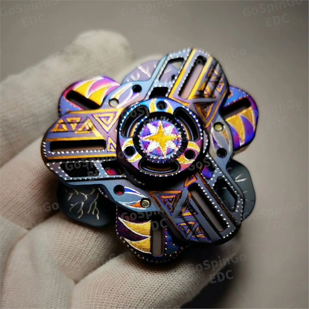 KTS EDC سبائك التيتانيوم الثلاثي تململ سبينر اليد نحت ثلاثة شفرات تململ سبينر أدوات تخفيف القلق #4