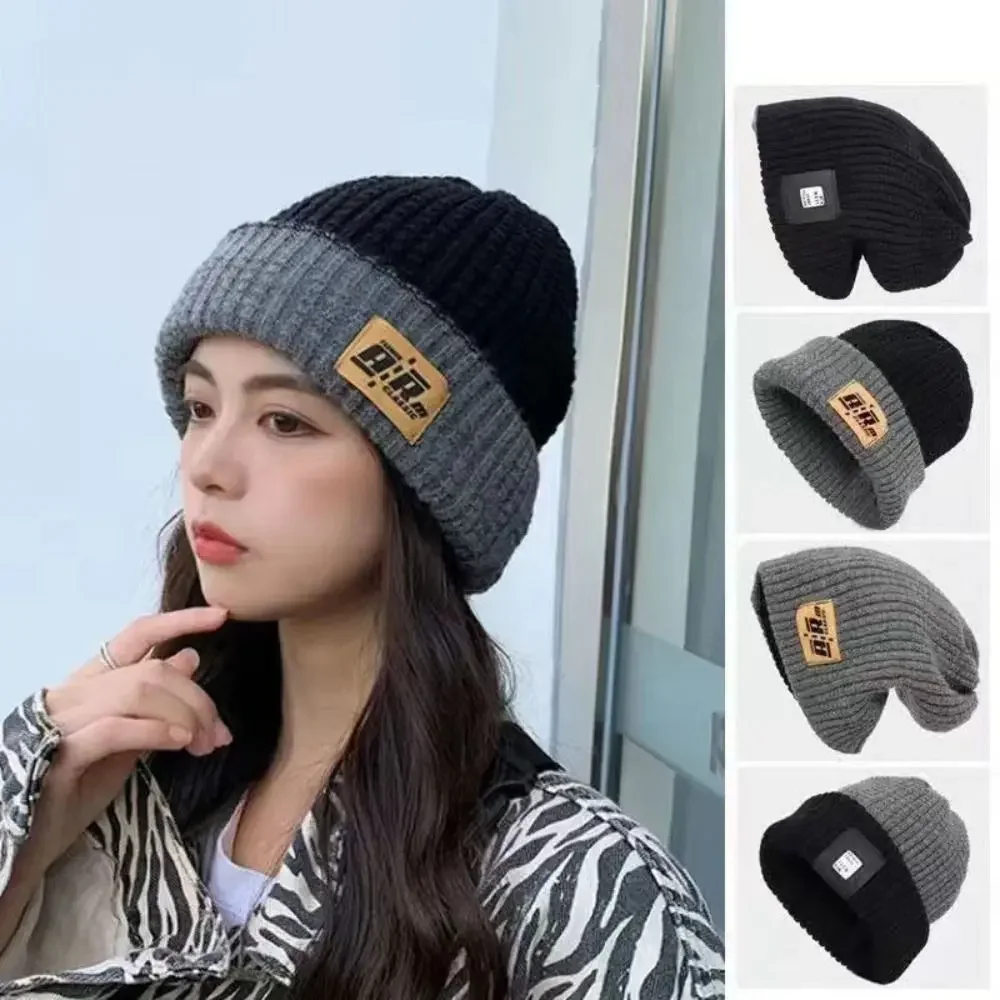 Men Women Winter Warm Plush Knitted Benines Snow Fashion Skullies Hat Unisex Double Sided Coldproof Ear Protection Wool Caps