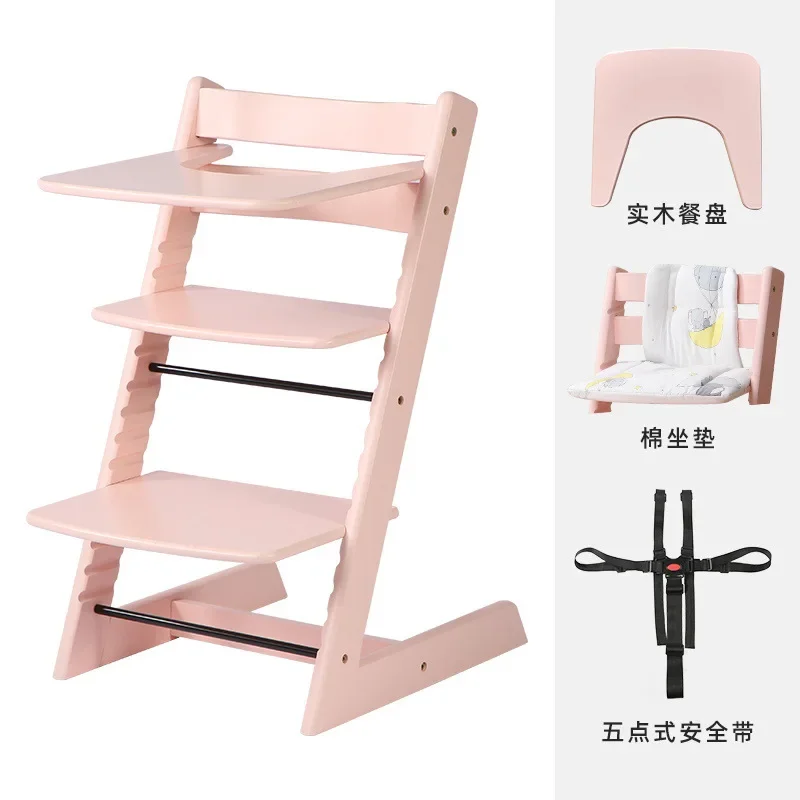 Silla de comedor de madera maciza para niños, silla de crecimiento para bebés, multifuncional, haya, mesa de aprendizaje ajustable para el hogar