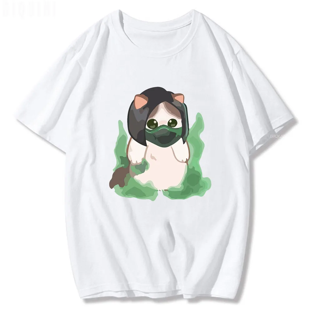 Viper Cat Cartoon Men and Women T Shirt Valorant Game Pure Cotton 2022 New Arrival Summer Unisex Surprised Penguin Harajuku Tops