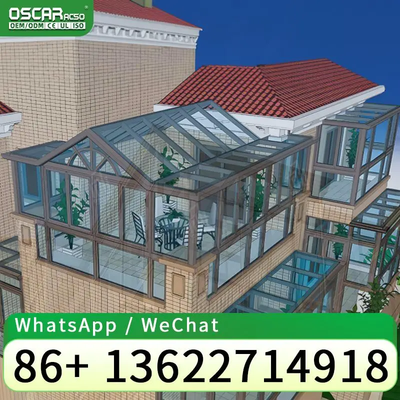 Outdoor Greenhouse with Aluminum & Tempered Glass Factory Price for Backyard Garden Patio Use sunroom