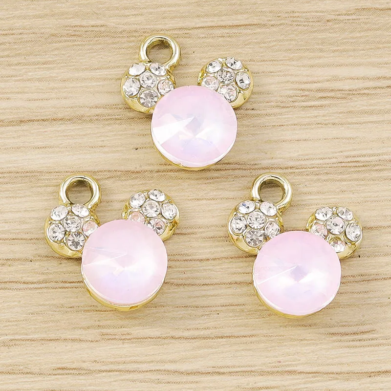 Tusember 10 Stück 12 mm voller Kristall, niedlicher Bärenkopf, Charms-Anhänger für DIY süße Ohrringe, Halskette, handgefertigtes Schmuckzubehör – Detail 4