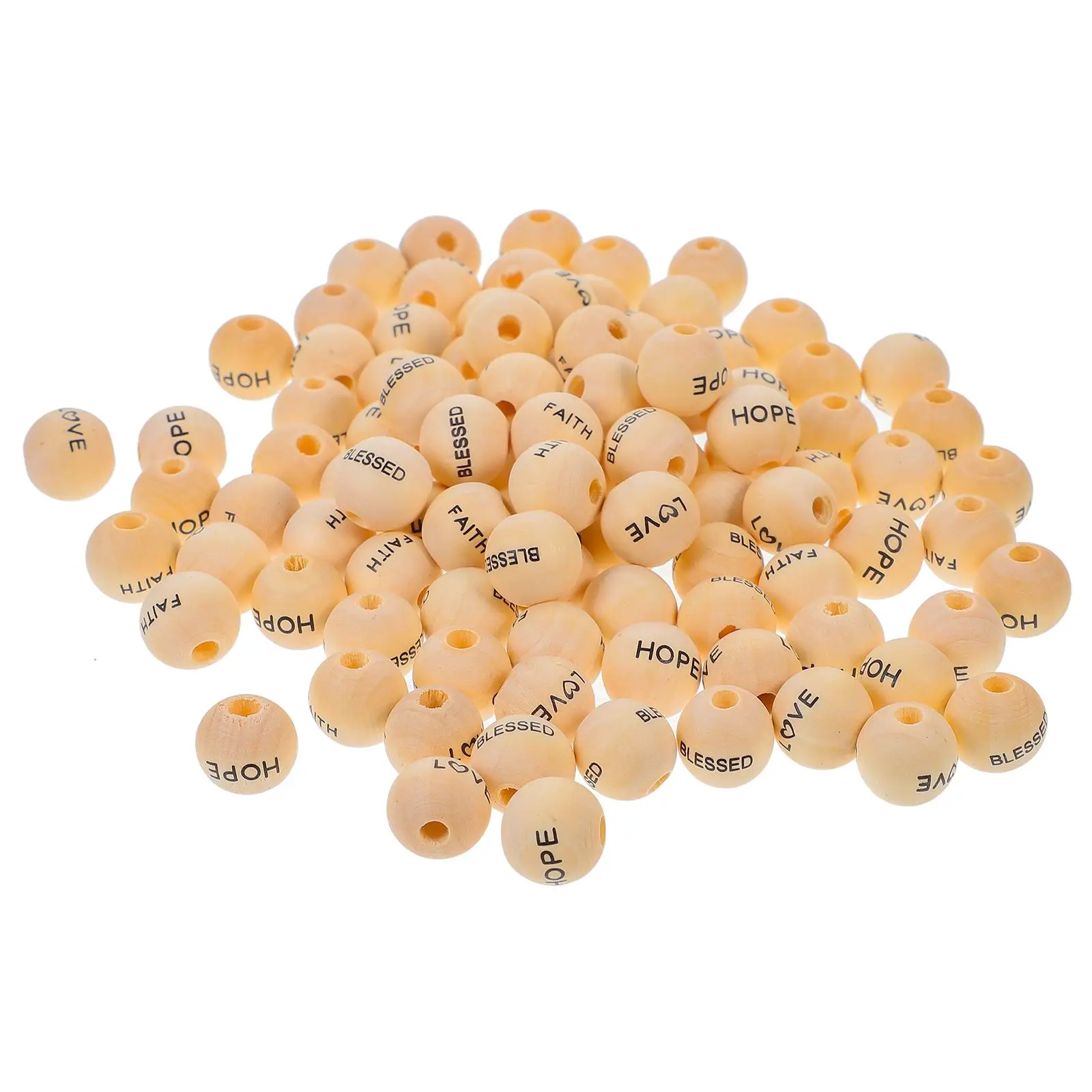 

80Pcs DIY Wood Beads Blessing Words Portable Decorative Wooden Letter Beads for Bracelets Earrings Necklace Crafts Projects