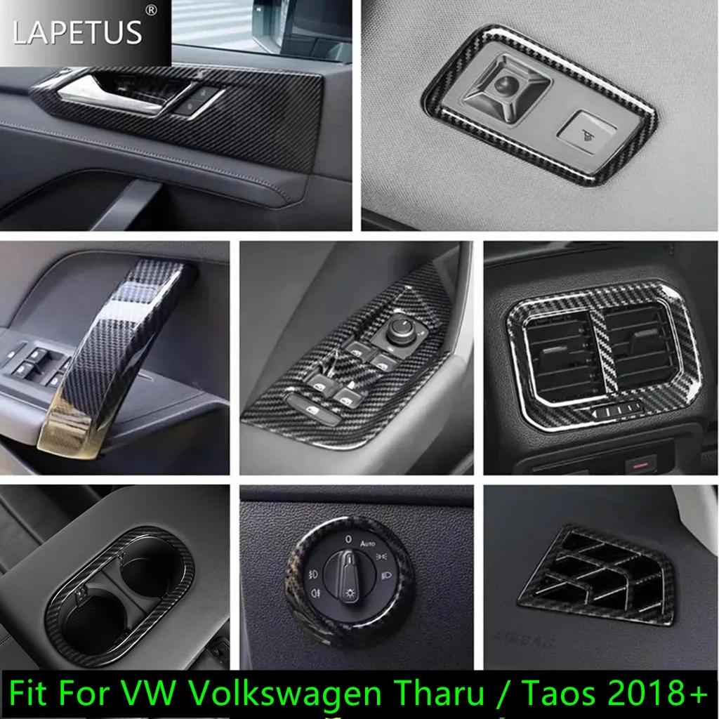 

Carbon Fiber Look Auto Window Lift / Light Control Panel / AC Accessories Cover Trim For VW Volkswagen Tharu / Taos 2018 - 2023