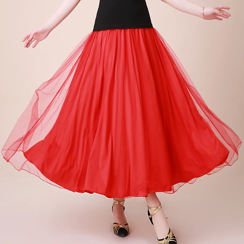 Flamenco Skirt Women Mesh Long Skirt Ballroom Dance Costume Spanish Bullfight Dress Stage Costume Opening Dance Clothing