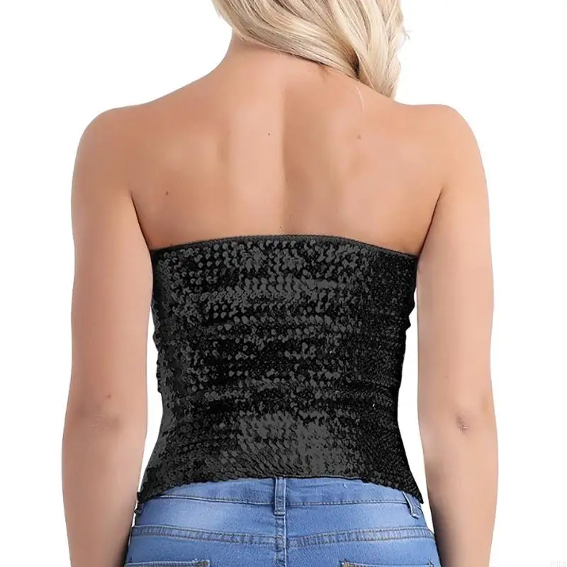 P8DB – haut tubulaire à pour femmes, Bandeau extensible, sans bretelles, épaules dénudées, haut court