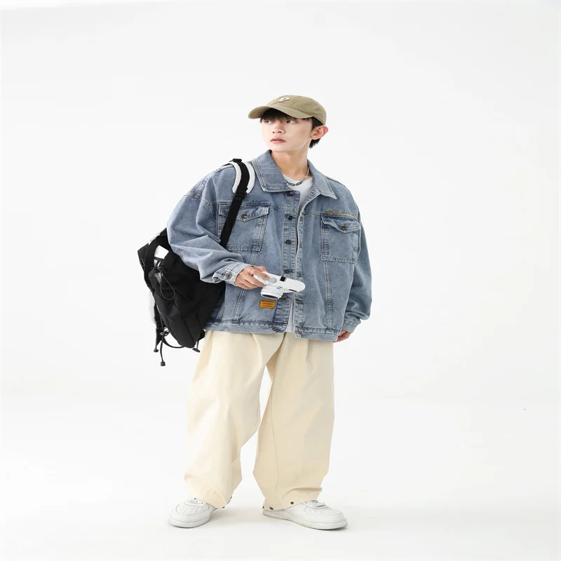 

GIOIOMen's джинсовая куртка, весенне-осенняя новая высококачественная свободная повседневная мужская джинсовая куртка