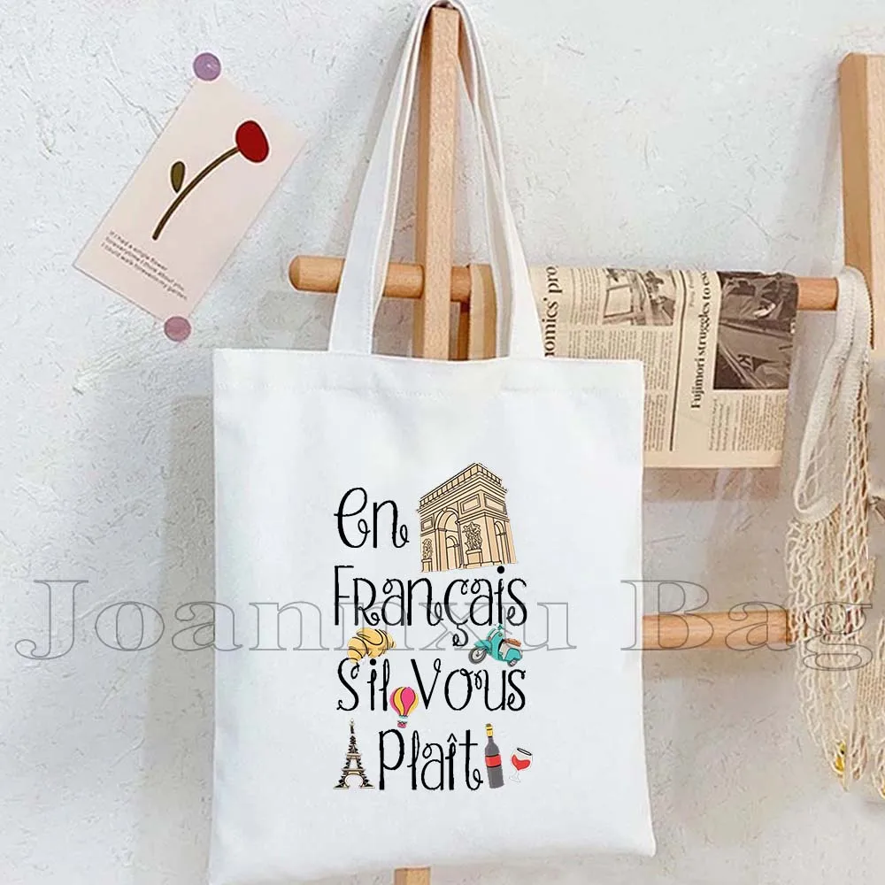 C'est la vie Funny French Words Quotes Collection Paris Eiffel Tower France Parisian Cute Gifts Canvas Tote Bag Shopper Handbag