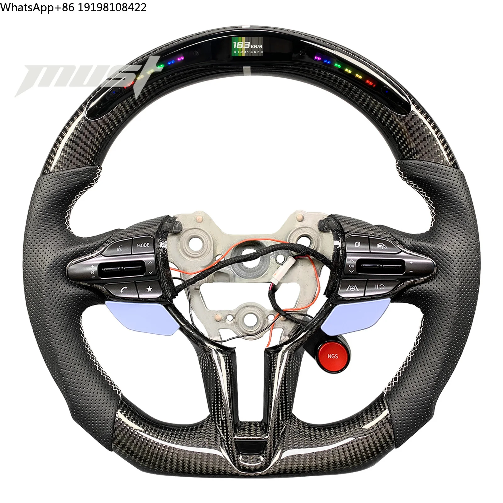 

Руль из карбона и кожи для Hyundai Elantra N, i30N, i20N, Kona N (2019-2025), с подогревом и LED-дисплеем