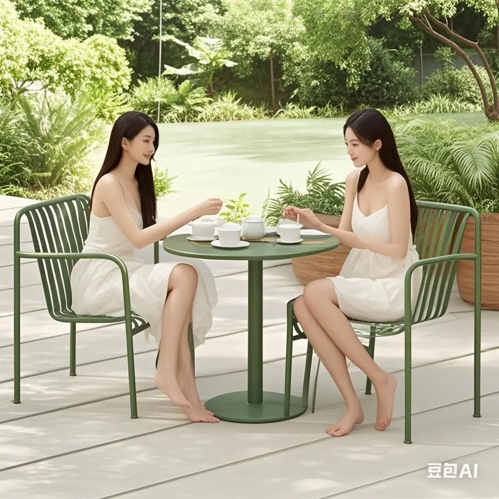 Simple leisure courtyard outdoor table and chairs milk tea shop café wrought iron color open-air set combination design table