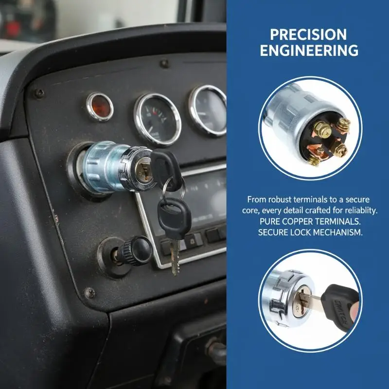 3/4 Position Motorcycle Ignition Switch Kit Waterproof Starter Lock Set with Key Enhanced Safety for Motorbike Scooter