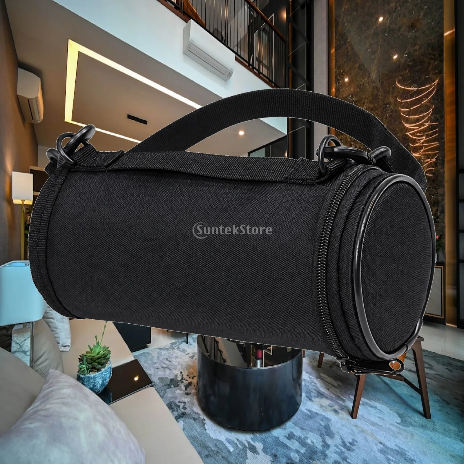 Portable Insulated Beverage Case Lightweight Cylindrical Carry Bag with Top Handle for Hiking Camping and Daily Commute