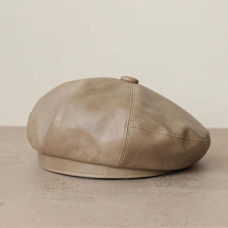 

Hat Women PU Faux Leather Beret Flat Cap Warm Accessory For Spring Autumn