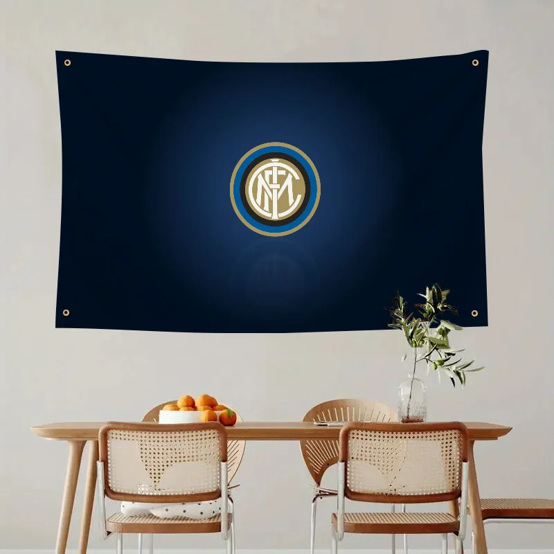 1pc Inter Milan Blue Flag Flags And Banners Four Hole Polyester Outdoor Decor Room Aesthetic