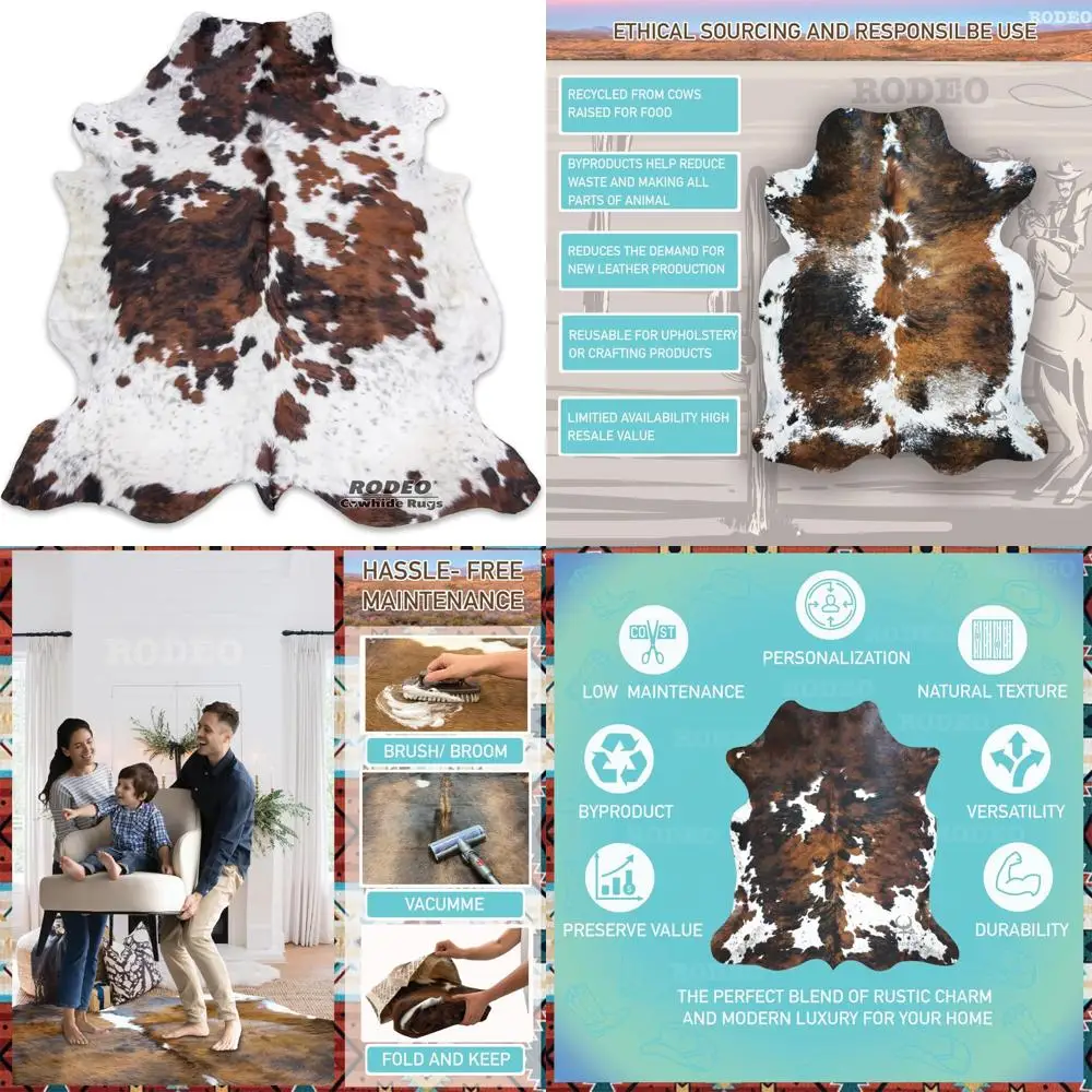 

Authentic Large Cowhide Rug for Living Spaces and Bedrooms - Natural Western Style Decor