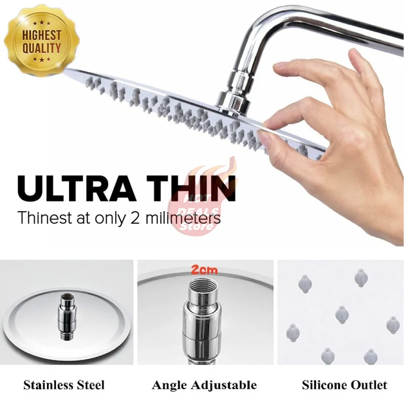 High Pressure Stainless Steel Rainfall Shower Head Extension Arm 6\