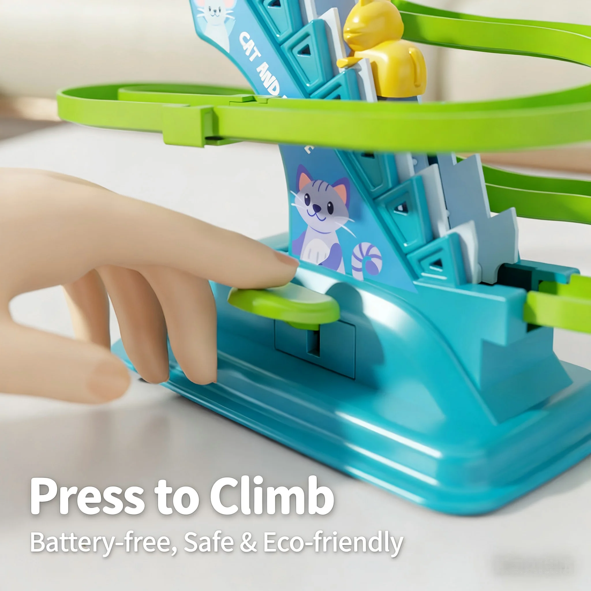 Juguetes de pista para subir escaleras, gato eléctrico y ratón, bricolaje, pista de carreras, montaña rusa, juego de juguetes, juguete educativo para regalo de niños