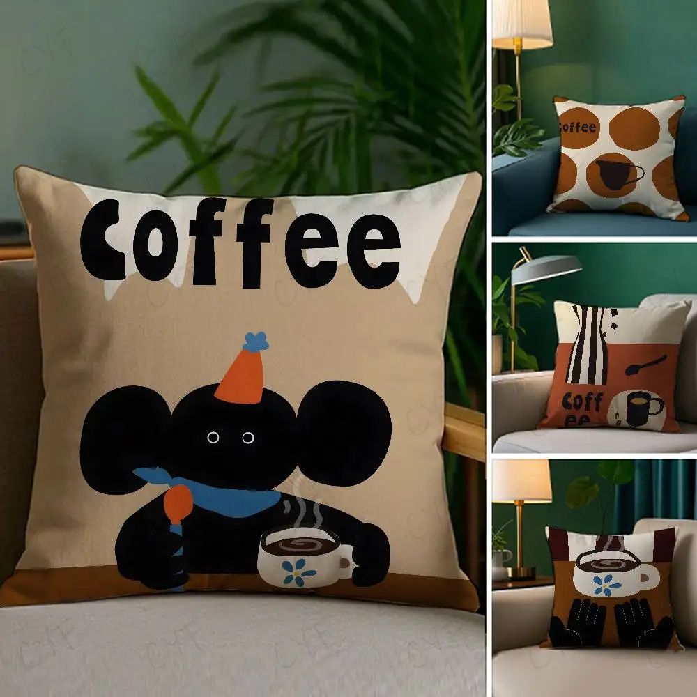 

Creative coffee llustration Pillow Case Custom Printed Brushed Fleece Pillow, Baby Skin-Touch, Eco-Friendly Dye-Sublimation Cush